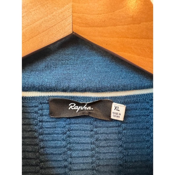 Rapha Men's XL Pullover Half Zip Cycling Top Blue Wool Blend Long Sleeve - Picture 4 of 4
